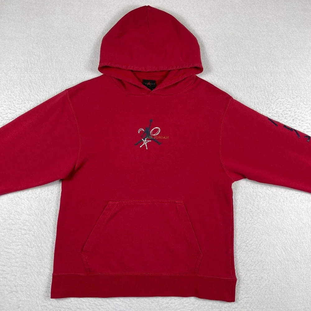Jordan Hoodie Mens Small Red Graphic‎ Jumpman Kanji Sleeve Print Pullover